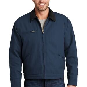 Tri-Mountain NWT Mens XL Navy Canvas Work Wear Detroit Jacket Corduroy Collar